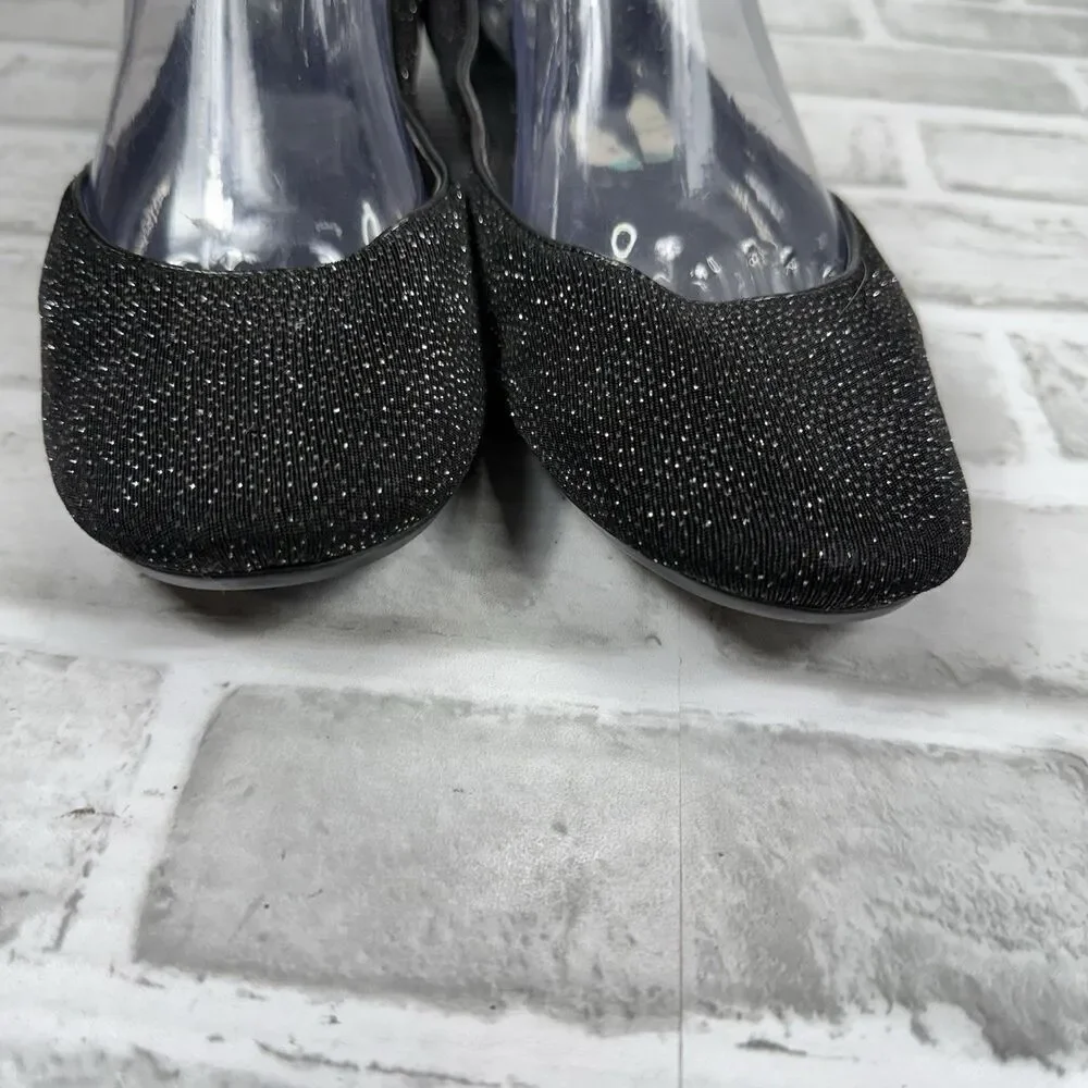 Nine West Women's Size 11 Black Rhinestone Embellished Flats Shoes